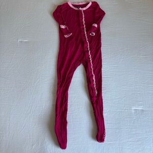 Kickee Pants Raspberry Ruffle Butt Snap Footie Pajama • Size 18-24m